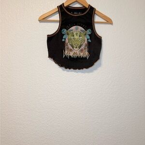 Forever 21 Black Crop Top with Leopard Graphic